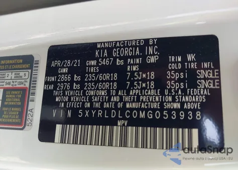 2021 Kia Sorento S from USA, damaged, VIN 5XYRLDLC0MG053938